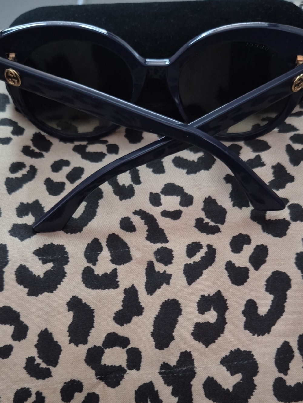 Gucci Blue Sunglasses with Gold Logo Accents